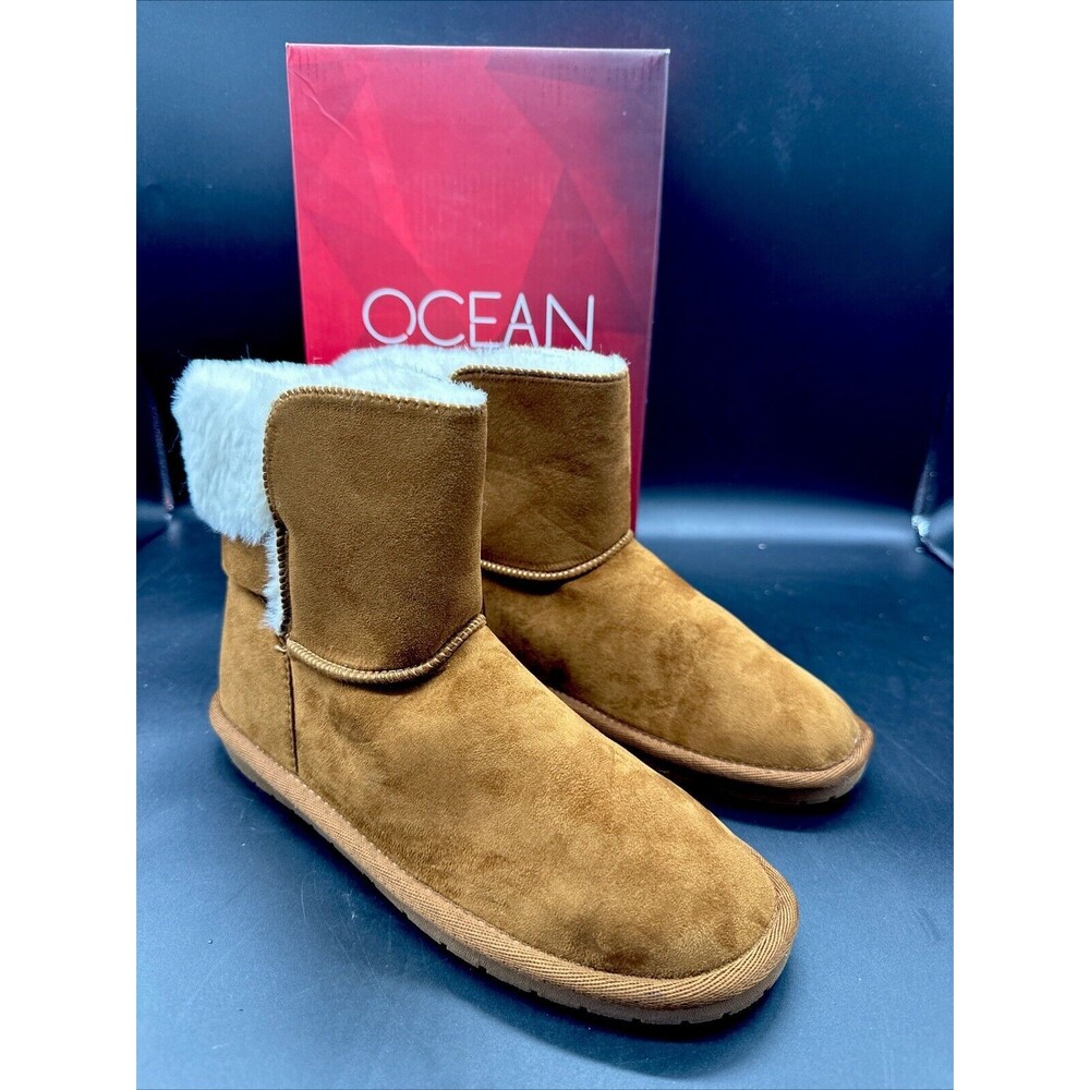 Ocean & Coast Krista Boots in Chestnut Micro Shearling SZ‎ 8 NEW In Box